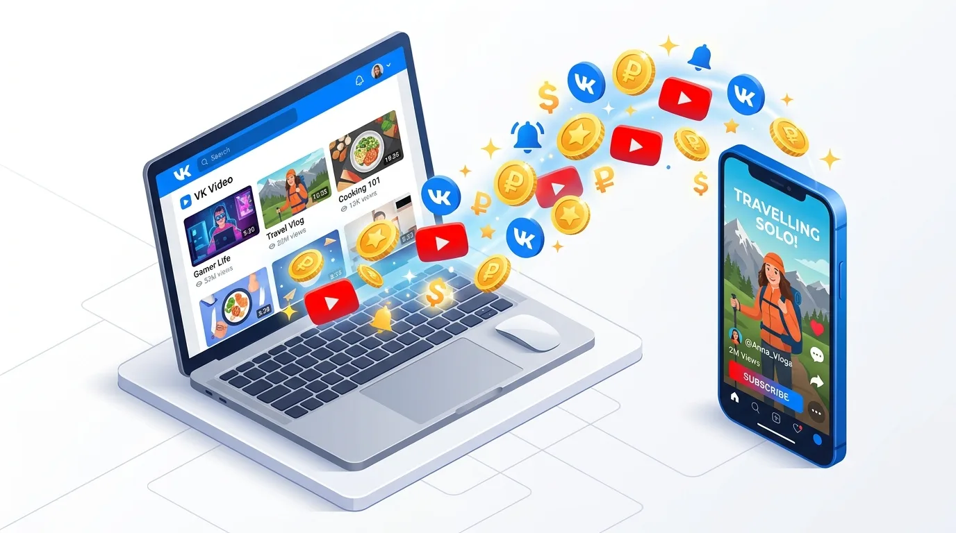 Обложка статьи: монетизация видеоконтента через платные подписки на VK Видео и YouTube