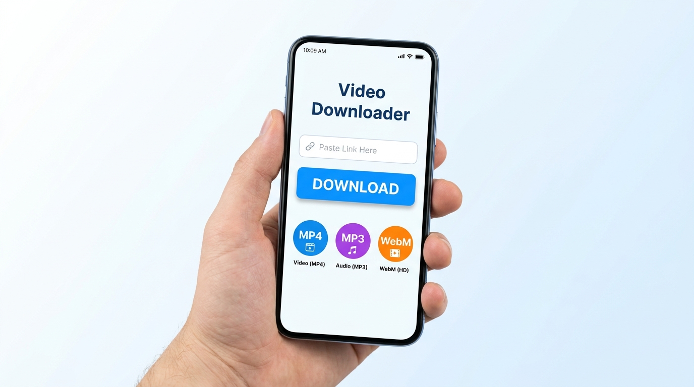 Смартфон с простым и чистым интерфейсом сервиса для скачивания видео без лишней рекламы