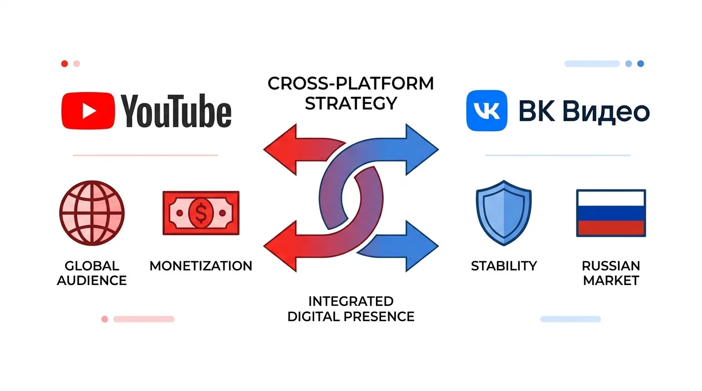 Сравнение YouTube и VK Видео для образовательного канала — инфографика с ключевыми преимуществами каждой платформы
