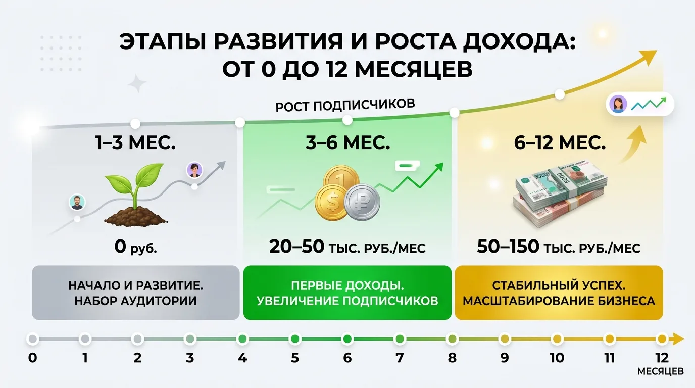 Таймлайн заработка на реакциях VK Видео: от нулевого дохода в первые месяцы до 50–150 тысяч рублей через полгода-год
