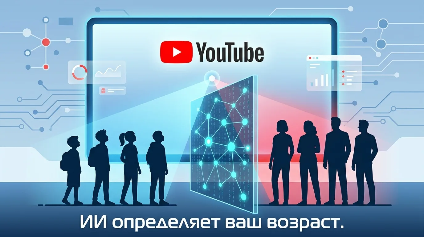 Обложка статьи: ИИ-система YouTube сканирует и определяет возраст зрителей через цифровой барьер